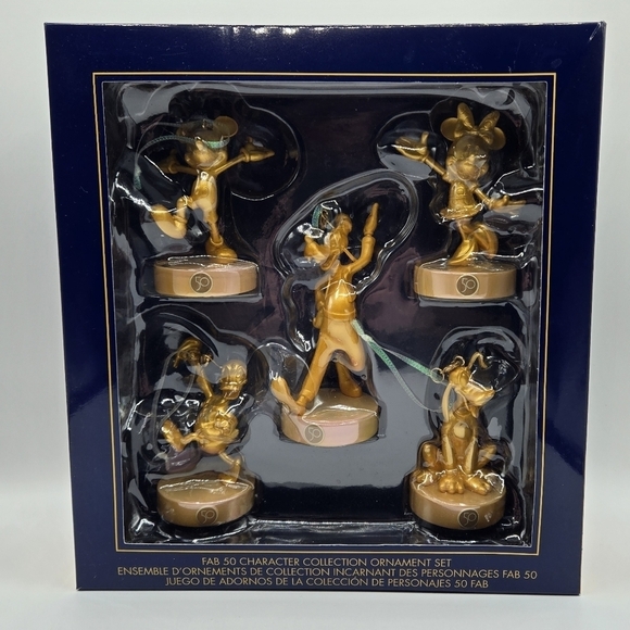 Disney 50th Anniversary Fab 5 Magic Kingdom Gold Ornament Set - Picture 2 of 6